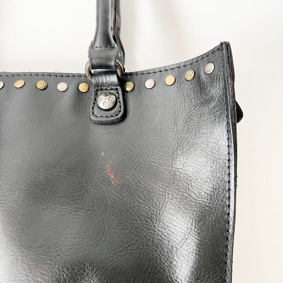 Patricia Nash Black Leather Tote Shoulder Bag Purse Studded Zancona Heritage - Picture 3 of 8
